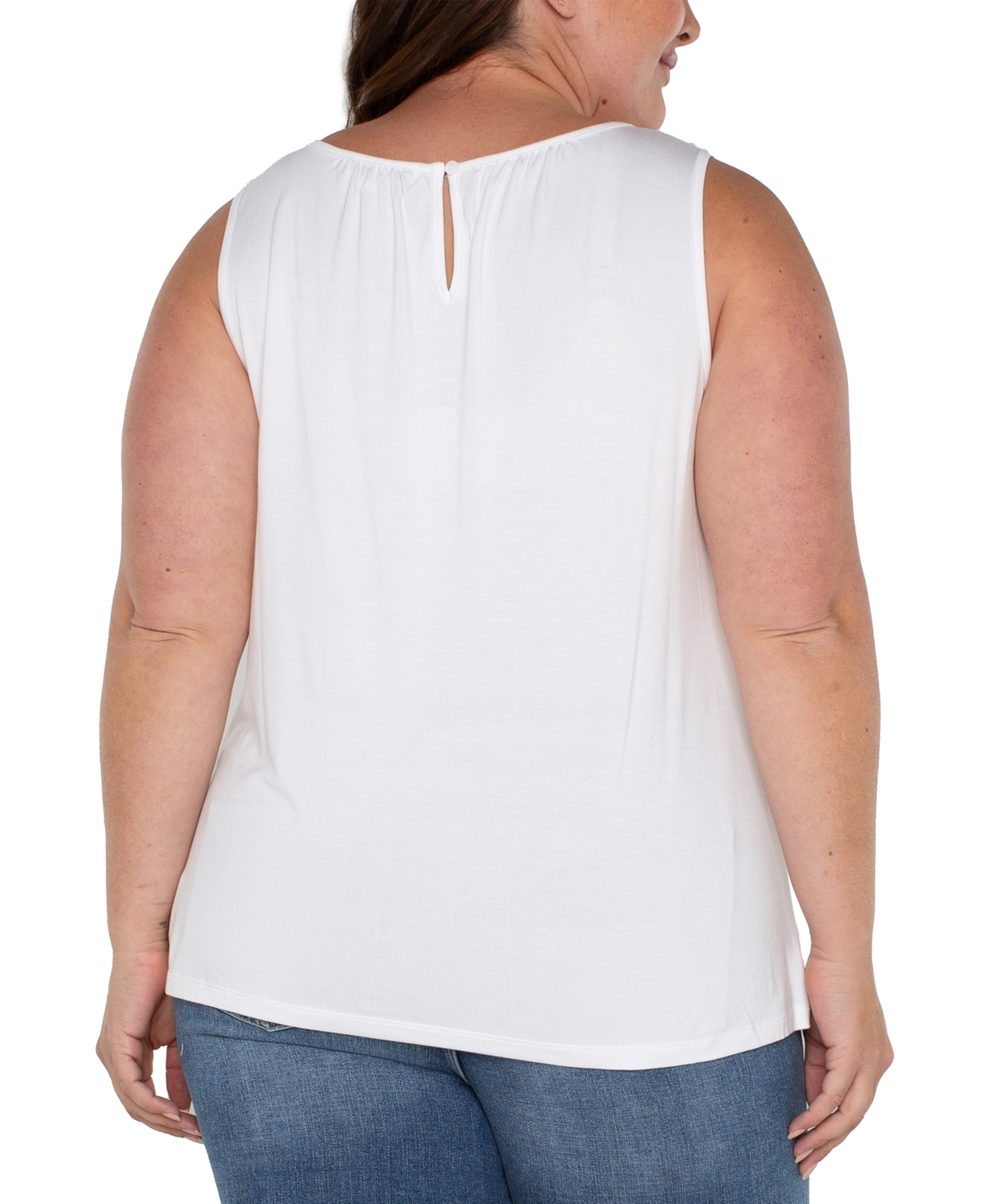 Liverpool Los Angeles Plus Size Sleeveless Scoop-neck Top In White