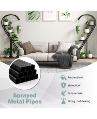 5 Tier Metal Plant Stand with Hanging Hook for Multiple Plants