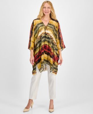 Women's Tie-Dyed Tie-Neck Kimono