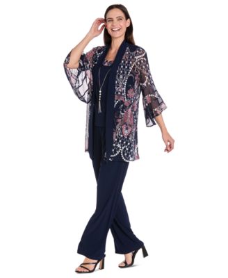 Women's Pantsuit, Shell & Necklace Set