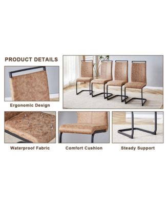 Wood Coffee Table Set with 4 Brown Chairs