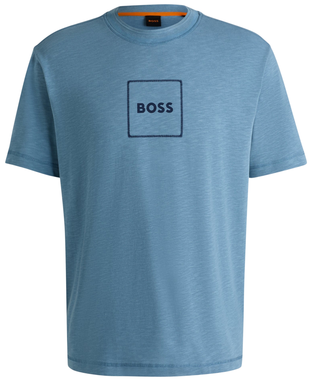 Hugo Boss Boss By  Men's Logo Print Slub-cotton T-shirt In Blue