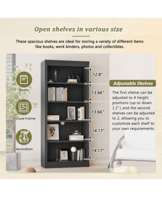 83.4" 5-Tier Bookcase with Light & Adjustable Shelves
