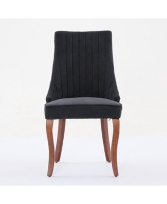 Rayon Linen Dining Chairs, Set of 2 (Black