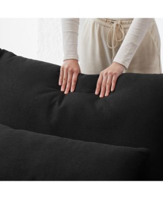 Streamdale 100" Convertible L-Shaped Linen Sofa with Ottoman & Cushions - Black