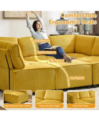 U-Shaped Modular Sectional Sofa with Reversible Chaise