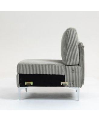 Gray Corduroy Modular Armless Seat