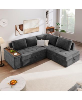 Streamdale Mirod L-Shaped Sectional Sofa with Pull-Out Bed & Storage