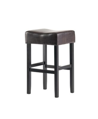 Luxurious Faux Leather Bar Stool with Sturdy Rubberwood Legs for Modern Dining