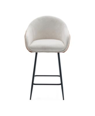 Modern Counter Height Bar Stools (26.5") with Cushioned Upholstery and Durable Metal Legs