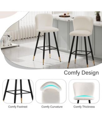 Modern 30" Barstool with White Seats and Black & Gold Accents