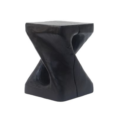 Streamdale Twist Shape Side Table, Wood-like texture, Black Color