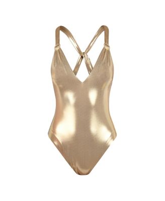 Women's Glitz And Gold V-Plunge One Piece