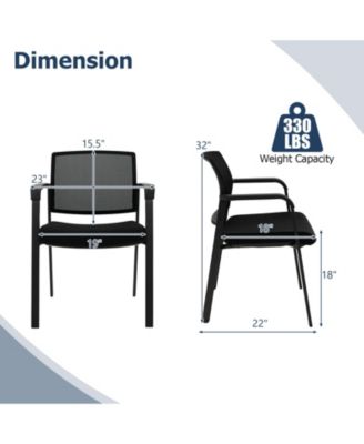 Set of 2 Stackable Reception Room Chairs with Padded Seat-Black