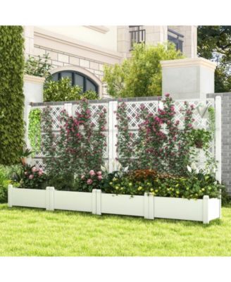 Outdoor Planter Box Self-Watering Raised Garden Bed Trellis with Water Level Indicator
