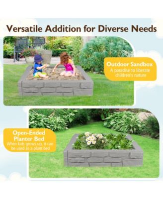 2-In-1 HDPE Kids Sandbox with Cover and Bottom Liner