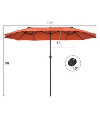 15 Feet Patio Double-Sided Umbrella with Hand-Crank System