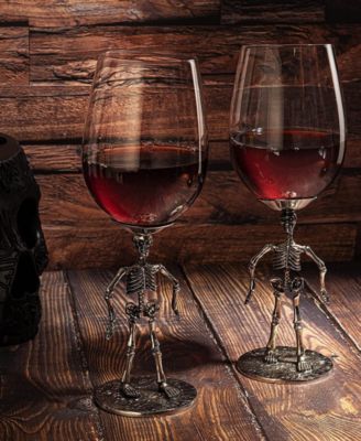 Skeleton Stemmed Wine Glasses, Set of 2