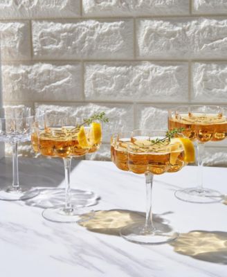 Khen Vintage Wavy Flower Coupe Glasses, Set of 4