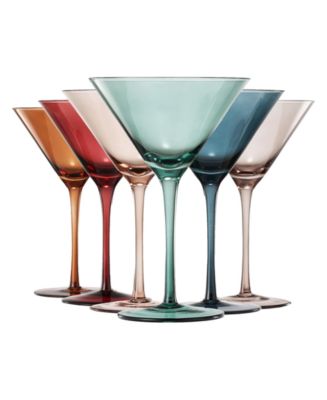 The Wine Savant Classic Art Deco Pastel Muted Martini Glasses, Set of 6 - Macy's