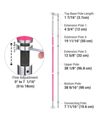 10.9 Ft Static Spinning Dancing Pole Kit 45mm Silicone Party Club Exercise Pink