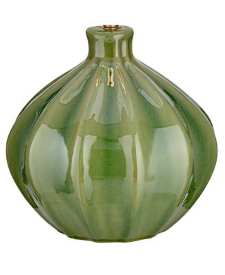 Gordy Modern Accent Table Lamps 20 1/2" High Set of 2 Ribbed Green Ceramic Oatmeal Fabric Drum Shade for Bedroom Living Room Nightstand