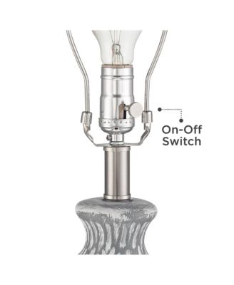 Patrick Modern Coastal Table Lamps 26 1/4" Tall Set of 2 White-Washed Gray Geometric Ceramic White Drum Shade for Bedroom Living Family Room Bedside Nightstand House Home Office - 360 Lighting