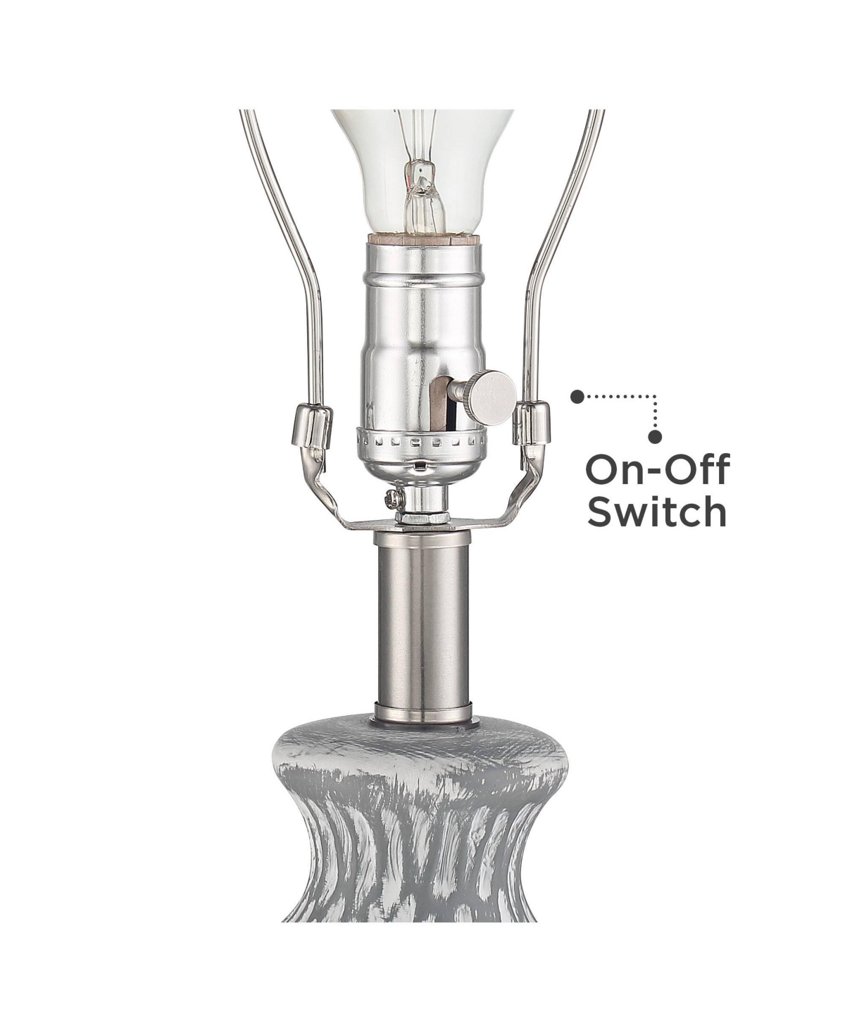 Patrick Modern Coastal Table Lamps 26 1/4" Tall Set of 2 White-Washed Gray Geometric Ceramic White Drum Shade for Bedroom Living Family Room Beds