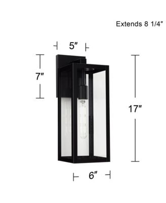 Titan Modern Outdoor Wall Light Fixtures Set of 2 Mystic Black Rectangular Frame 17" Clear Glass for Post Exterior Barn