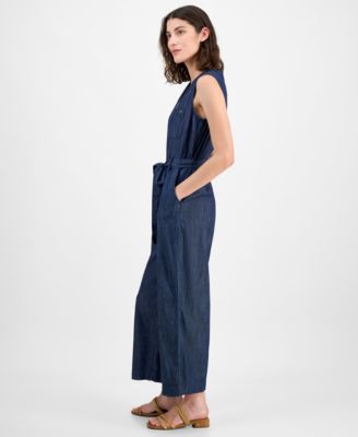 Women's Belted Zip-Front Jumpsuit