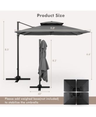 9.5 Feet Cantilever Patio Umbrella with 360° Rotation and Double Top