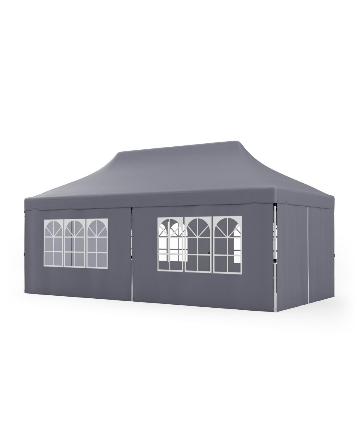 10 x 20 Feet Pop up Canopy with 6 Sidewalls Windows and Carrying Bag - Grey
