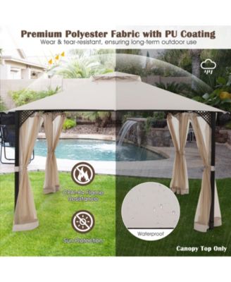 10 x 12 Feet Gazebo Replacement Top with Air Vent and Drainage Holes-Beige