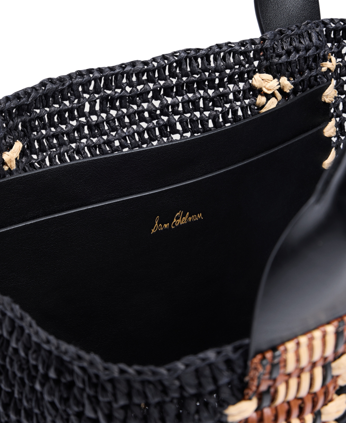 Sam Edelman Marley Raffia Collapsible Large Tote In Black