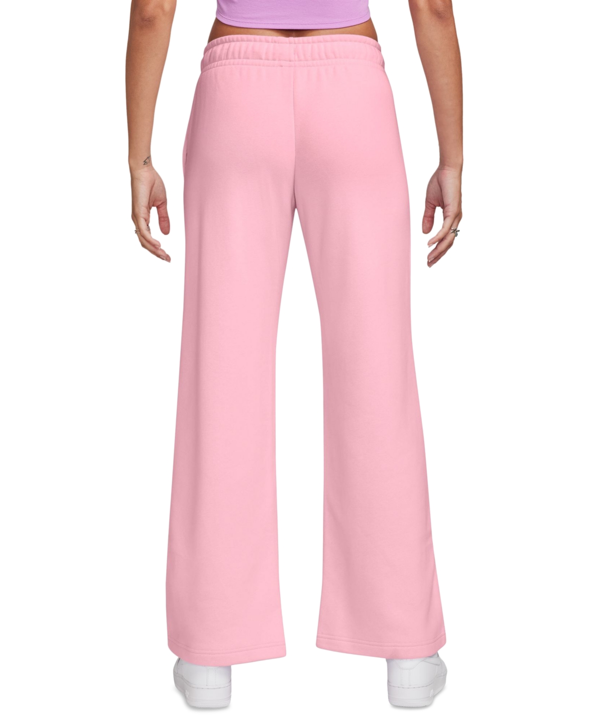 Nike Women's Sportswear Club Fleece Mid-rise Wide-leg Sweatpants In Pink