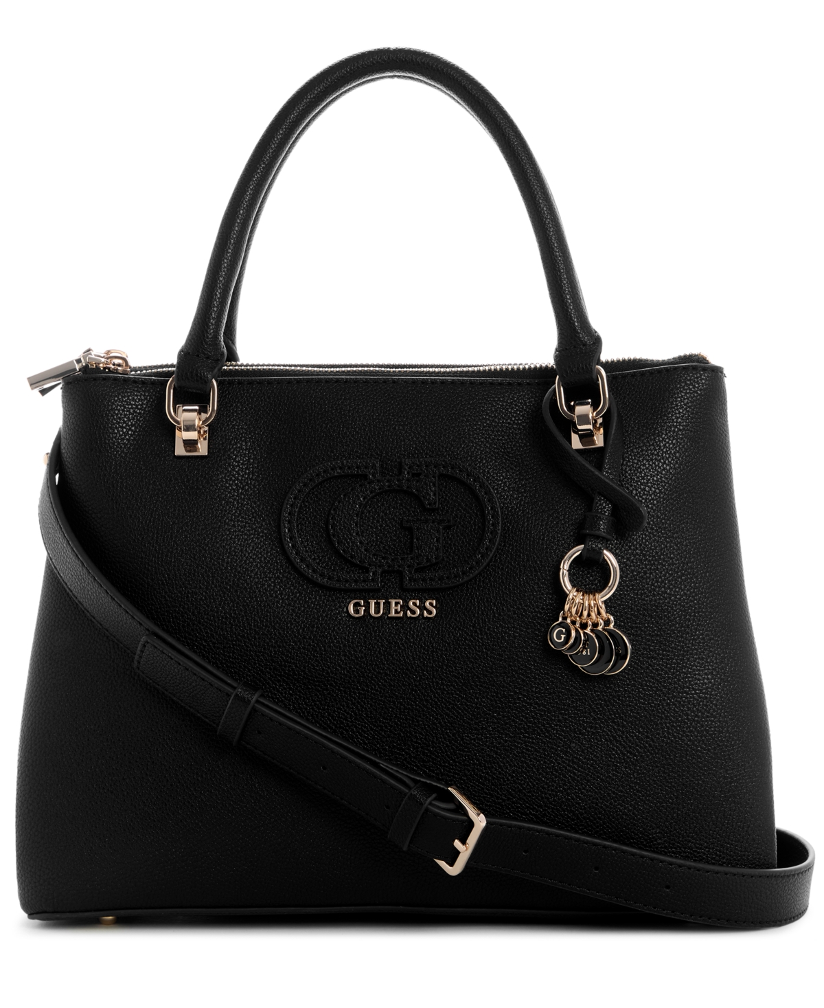 Guess Calebra Small Hobo Status Satchel Bag - Black
