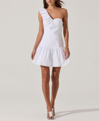 Women's Asymmetrical Ruffled Cotton Mini Dress