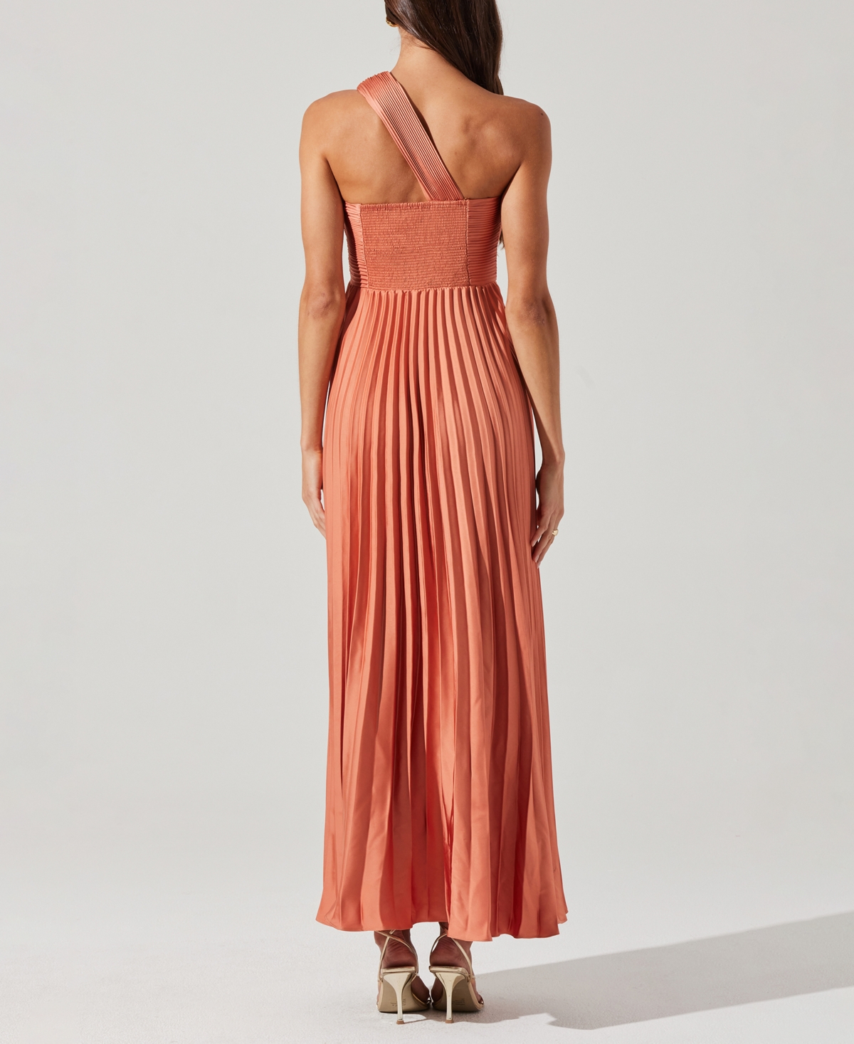 Astr The Label Rasya Pleated One-shoulder Maxi Dress In Pink