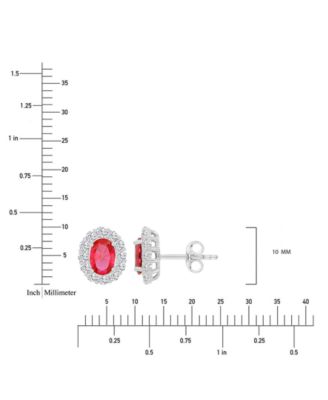 Cubic Zirconia Green Stone Oval Halo Stud Earrings in Sterling Silver