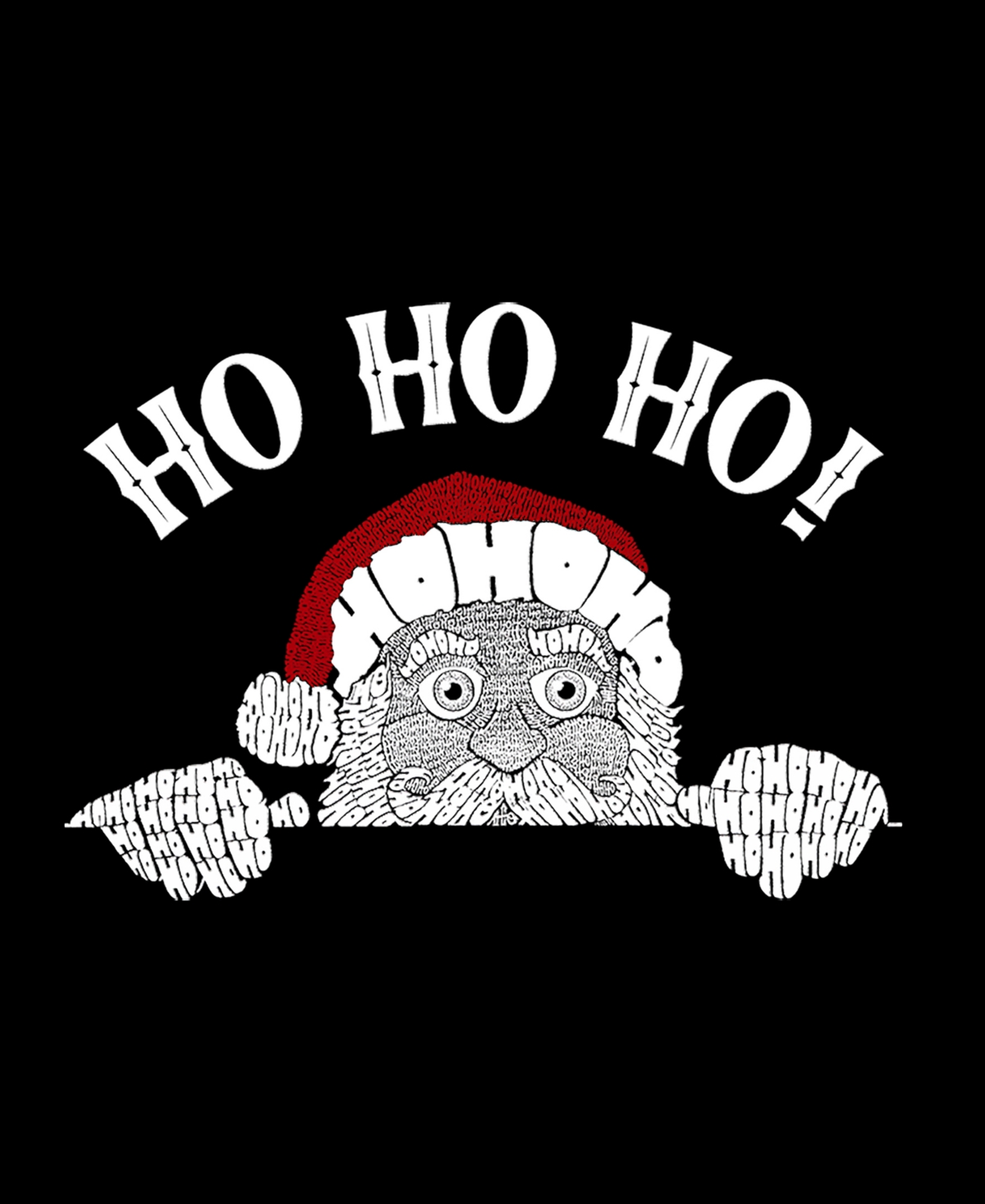 La Pop Art Men's Peeking Santa Word Art Crewneck Sweatshirt