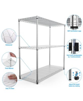 3 Tier Wire Shelving Unit, 1050 LBS NSF Height Adjustable Metal Garage Storage Shelves, Heavy Duty Storage Wire Rack Metal Shelves - Chrome