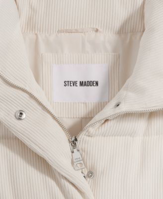 Women's Corduroy Zip-Front Puffer Coat