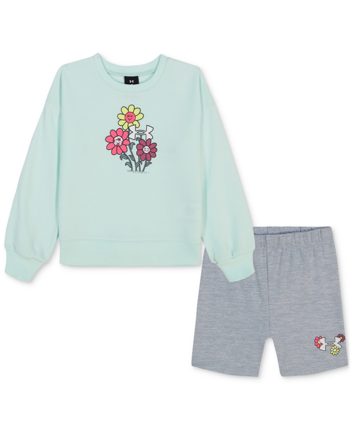 Under Armour Toddler & Little Girls Crewneck Top Bike Shorts, 2 Piece Set