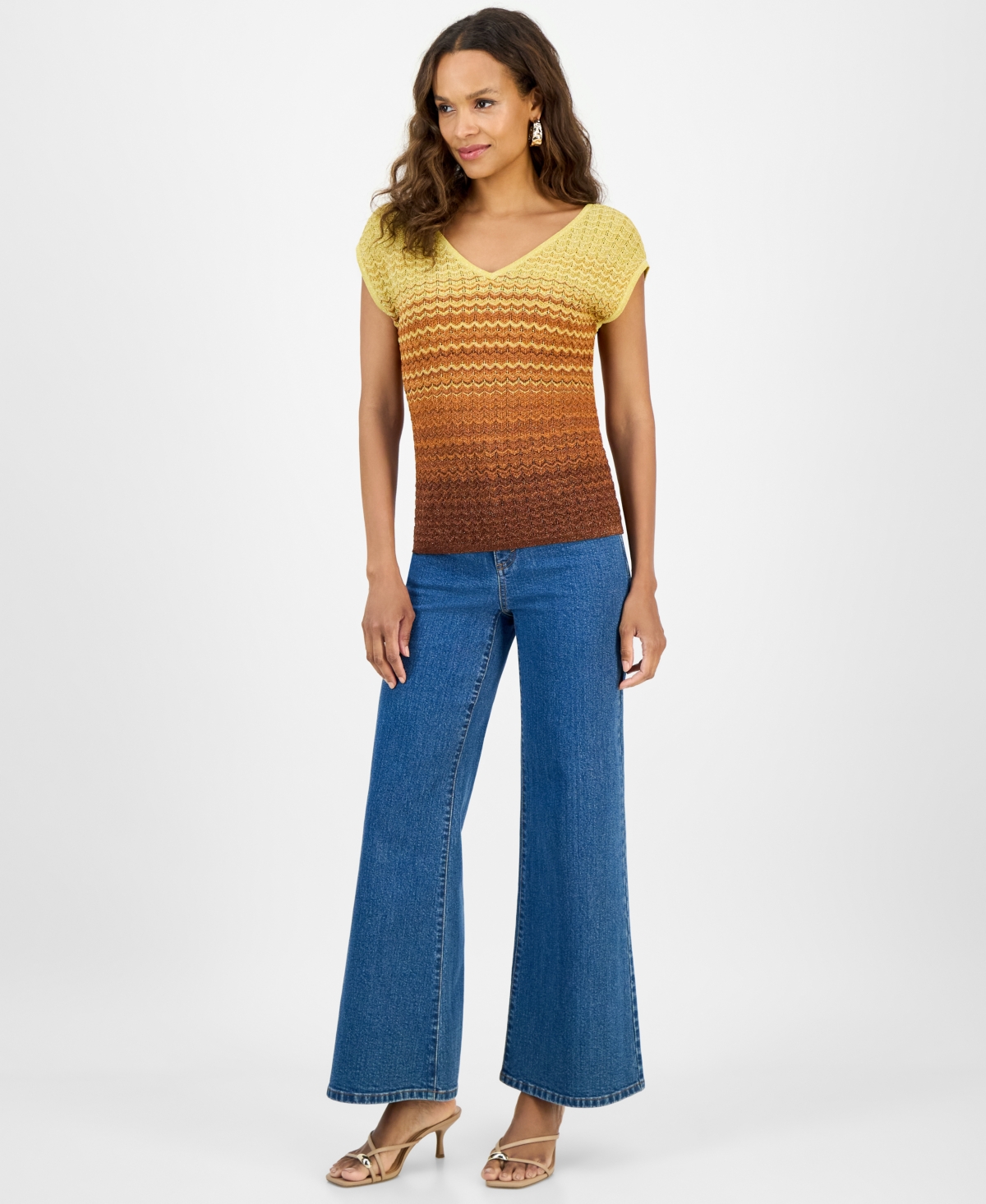 Inc International Concepts I.n.c International Concepts Petite Knit Ombre Stripe Top In Green