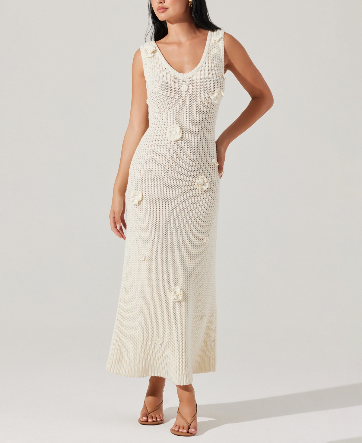 Astr Ainhoa Sweater Dress Cream In White