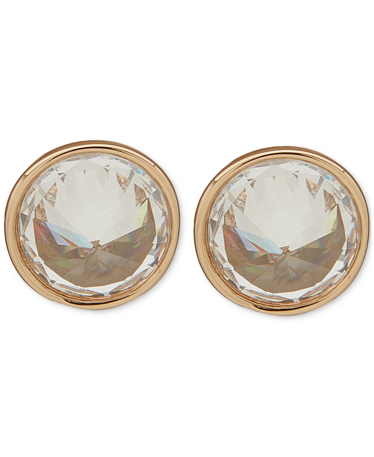 Gold-Tone Crystal Spike Stone Bezel Stud Earrings - Silver
