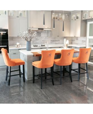 Handcrafted Velvet Barstools with Supportive Backrest