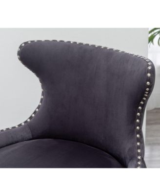 Contemporary Velvet Upholstered Nailhead Trim Accent Chair, Gray