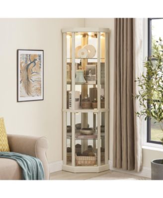 Streamdale Lighted Corner Curio Cabinet for Living Room