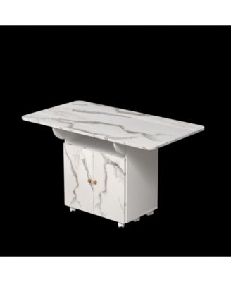 47" Wood Removable Entryway Table with 6 Wheels Folding Dining Table